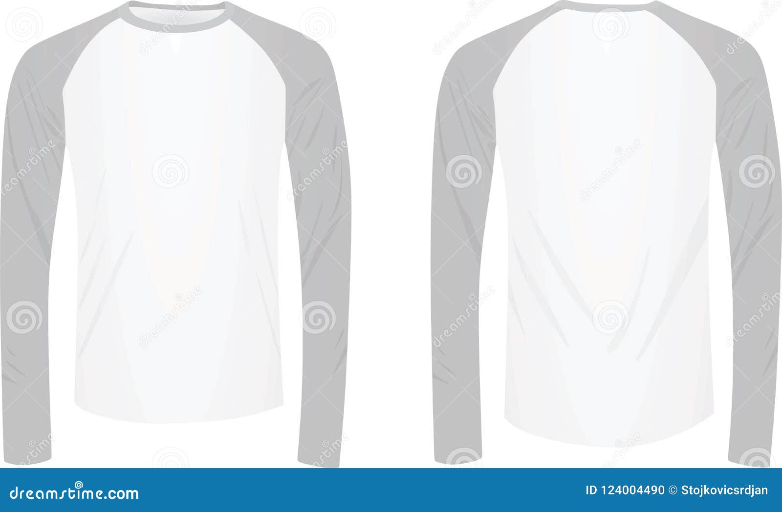 Two tone Color Raglan Long Sleeve T shirt Vector illustration