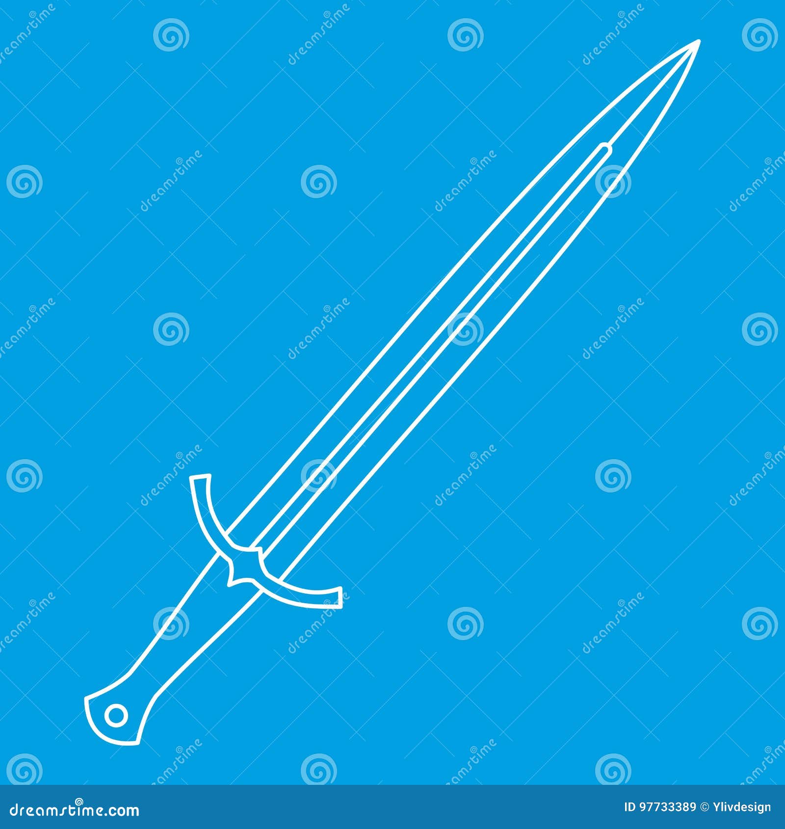 Long Sword Icon, Outline Style Stock Vector Illustration of steel