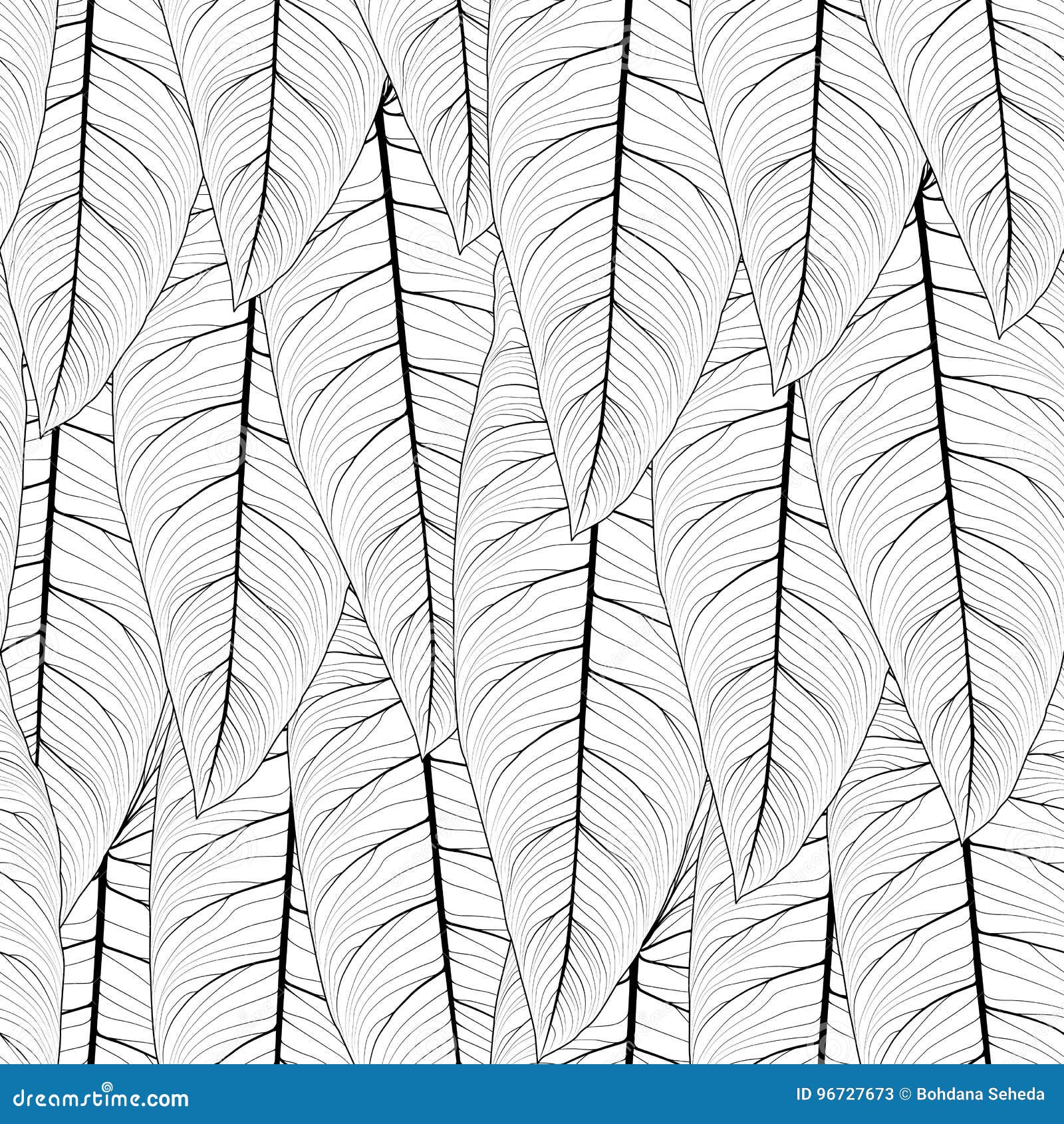 long tropical leaves repeat seamless pattern