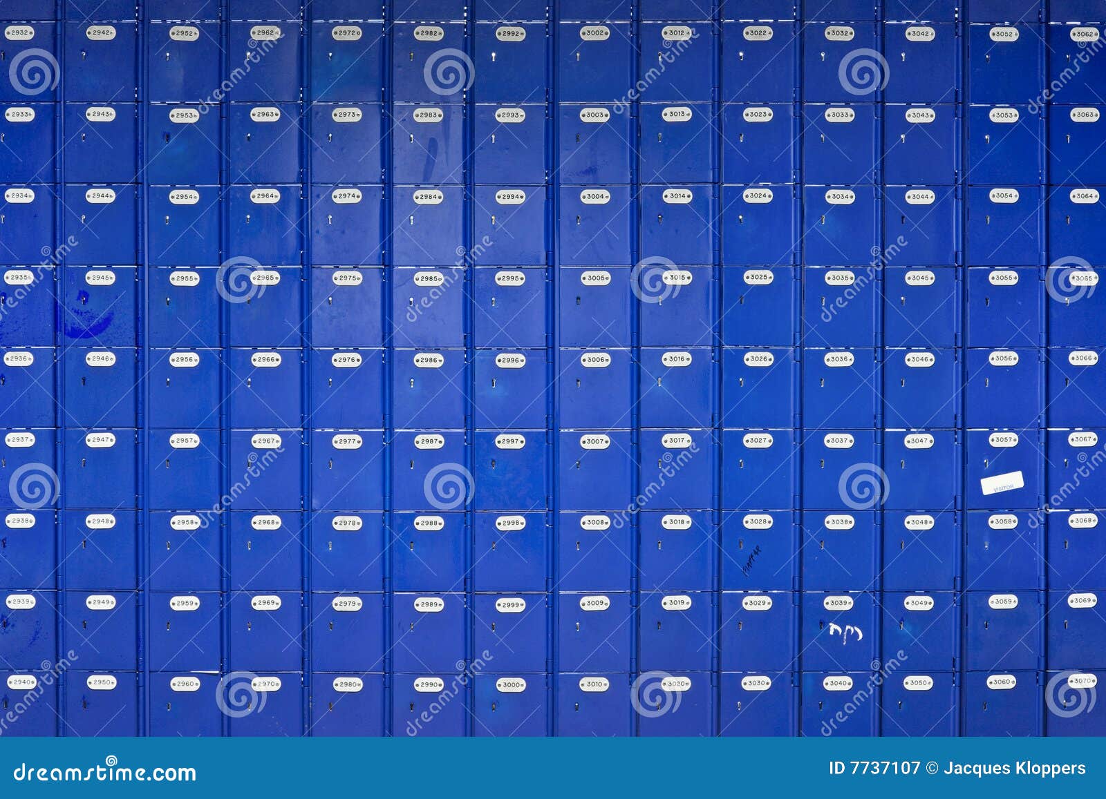 Long Wall Of Blue Post Office Boxes Picture. Image 7737107