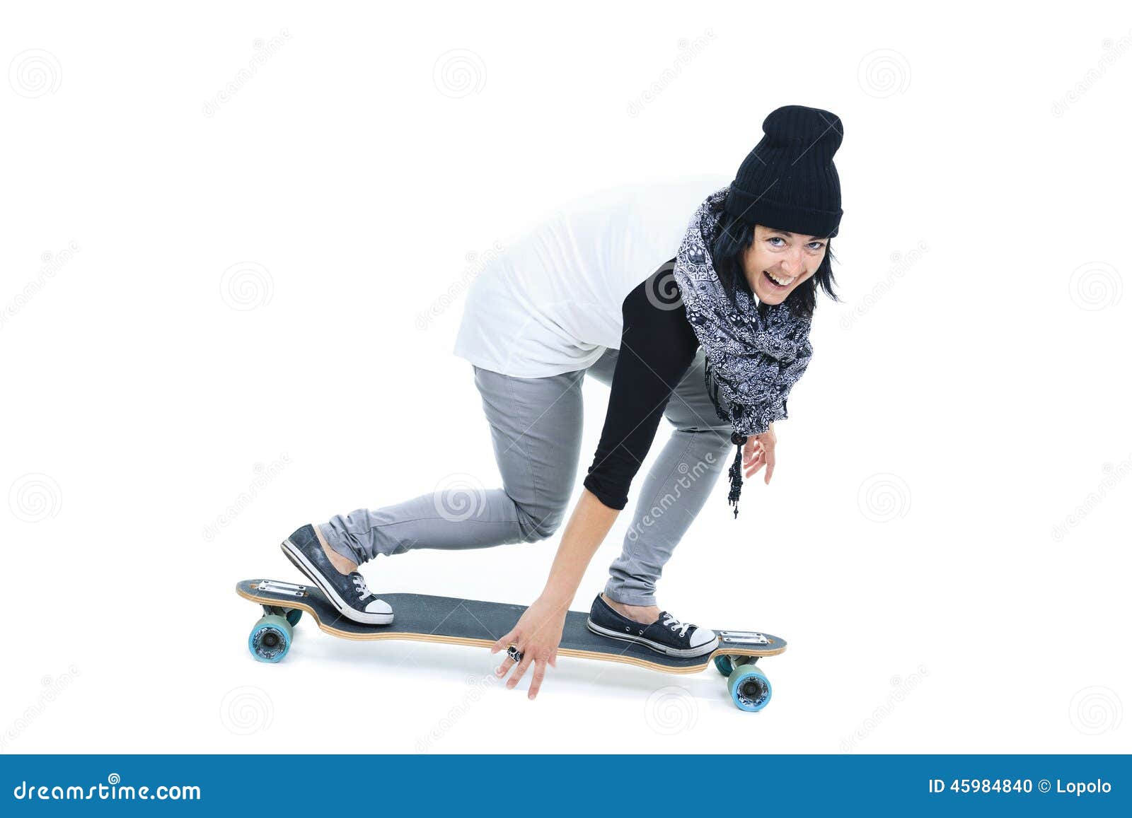 Longboard girl stock photo. Image of board, background 45984840