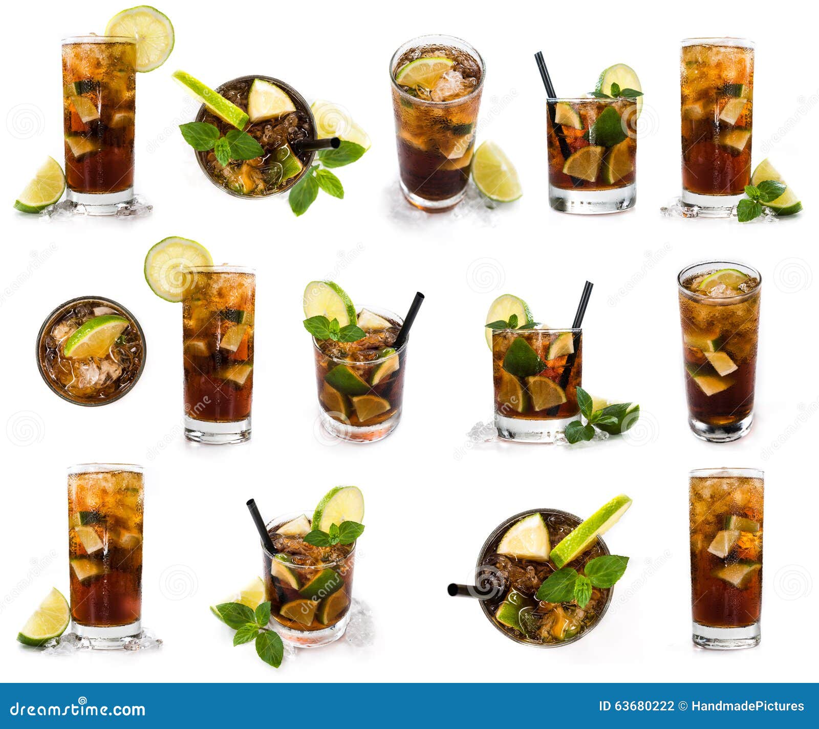 longdrinks (cuba libre)  on white