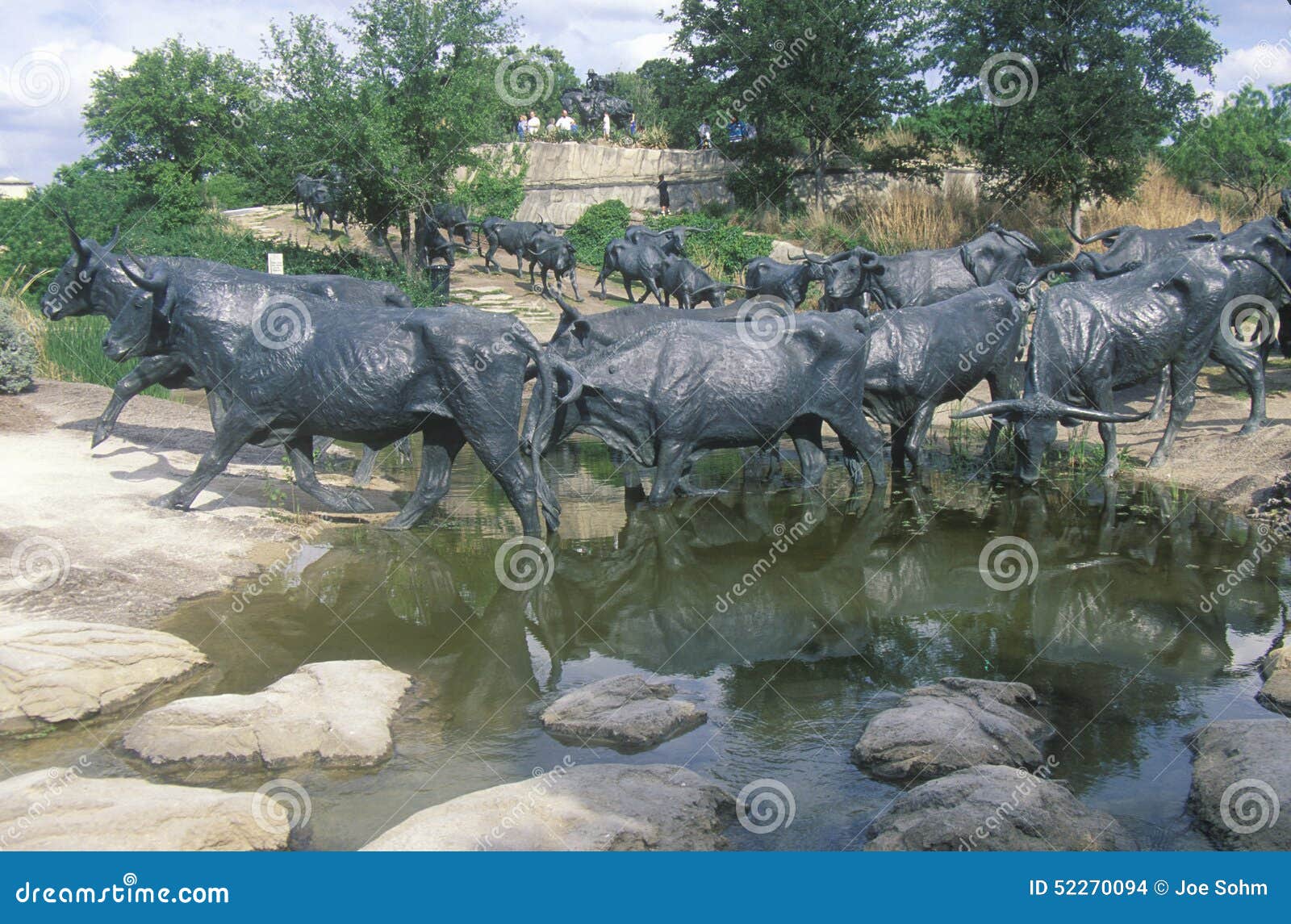 longhorn cattle sculpture in pioneer plaza, dallas tx