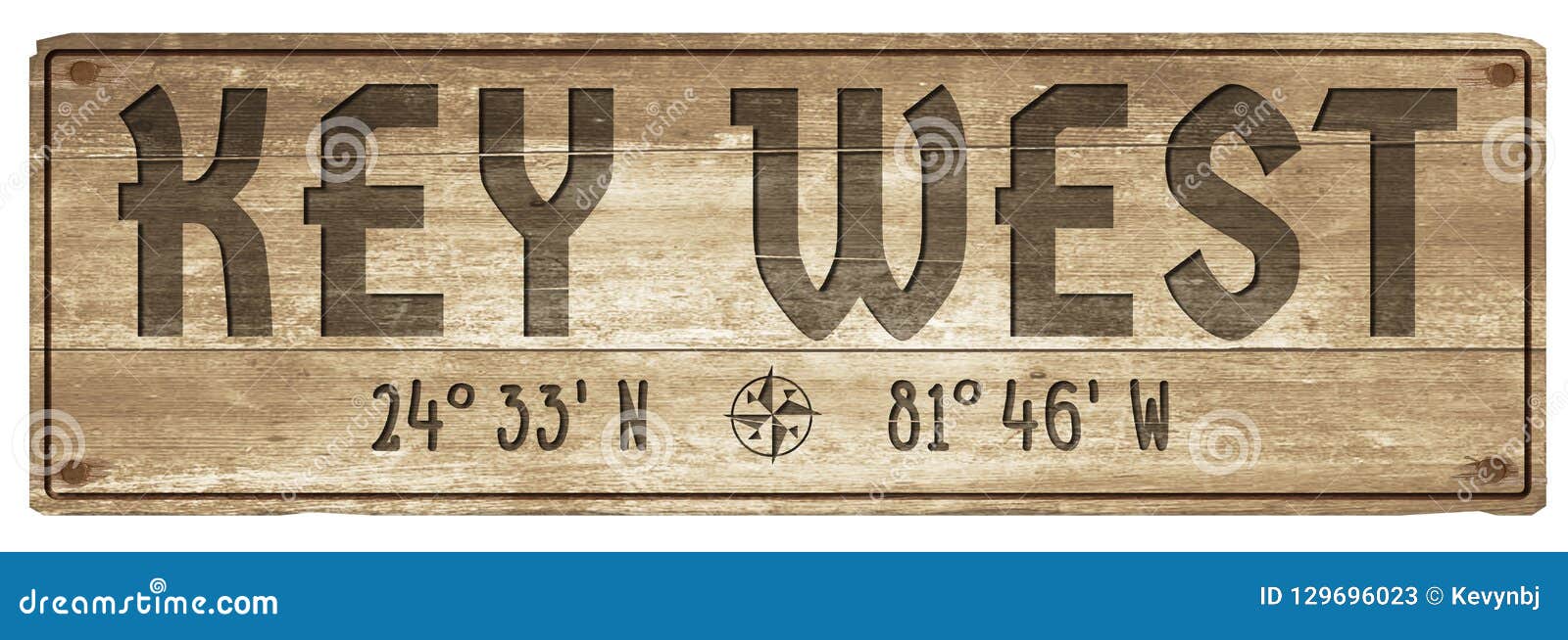 Longitude En Bois De Latitude De Signe De Key West La Floride Image