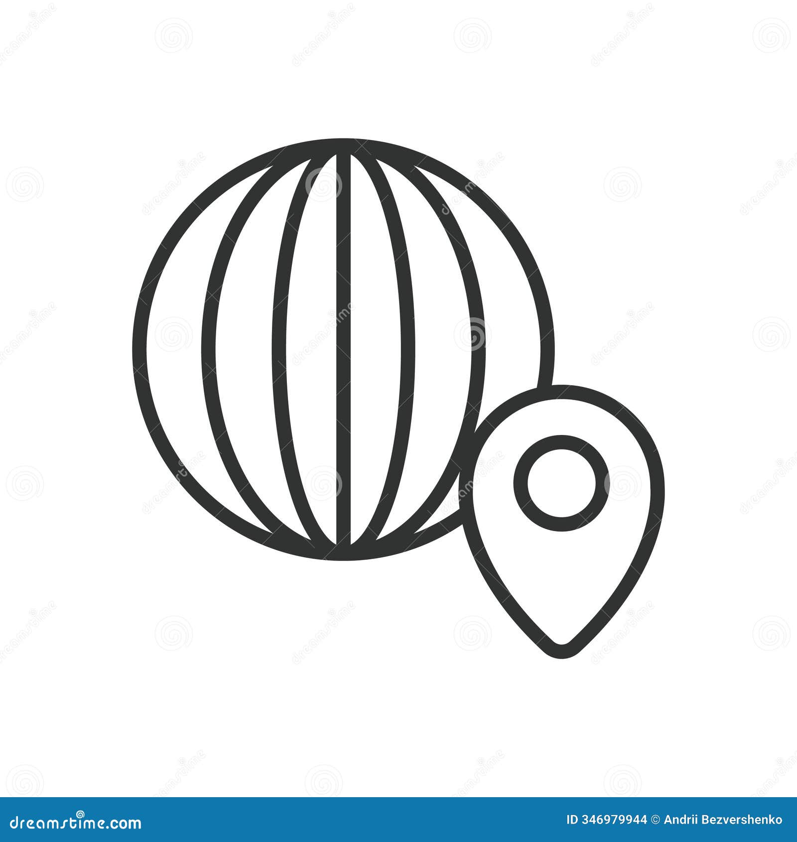 longitude, icon in line . longitude, meridian, geography, coordinates, navigation, globe, earth on white