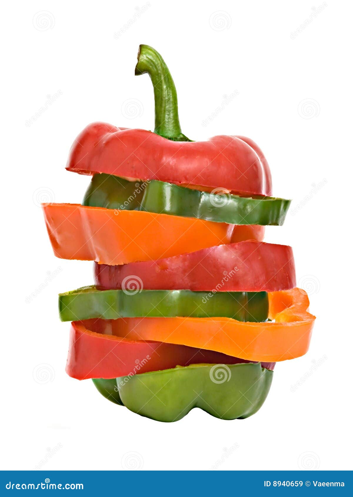 longitudinal sections of colorful sweet peppers