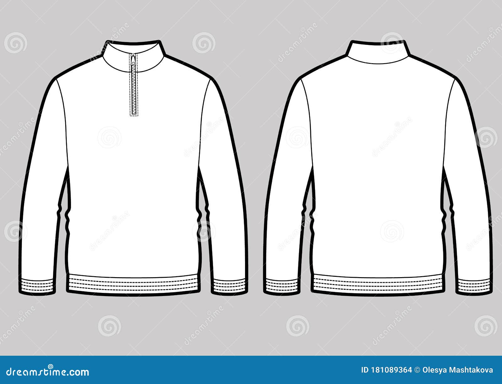 Longsleeve T-shirt Illustration with Zipper on the Neck Stock ...