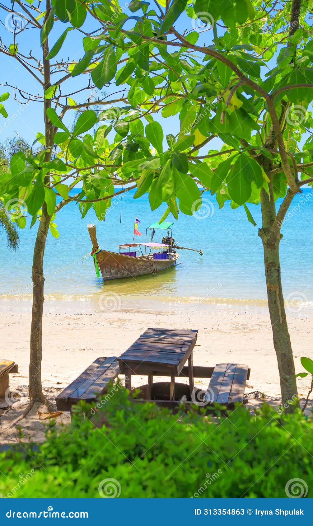 longtail boat at ao nang beach, krabi province, thailand