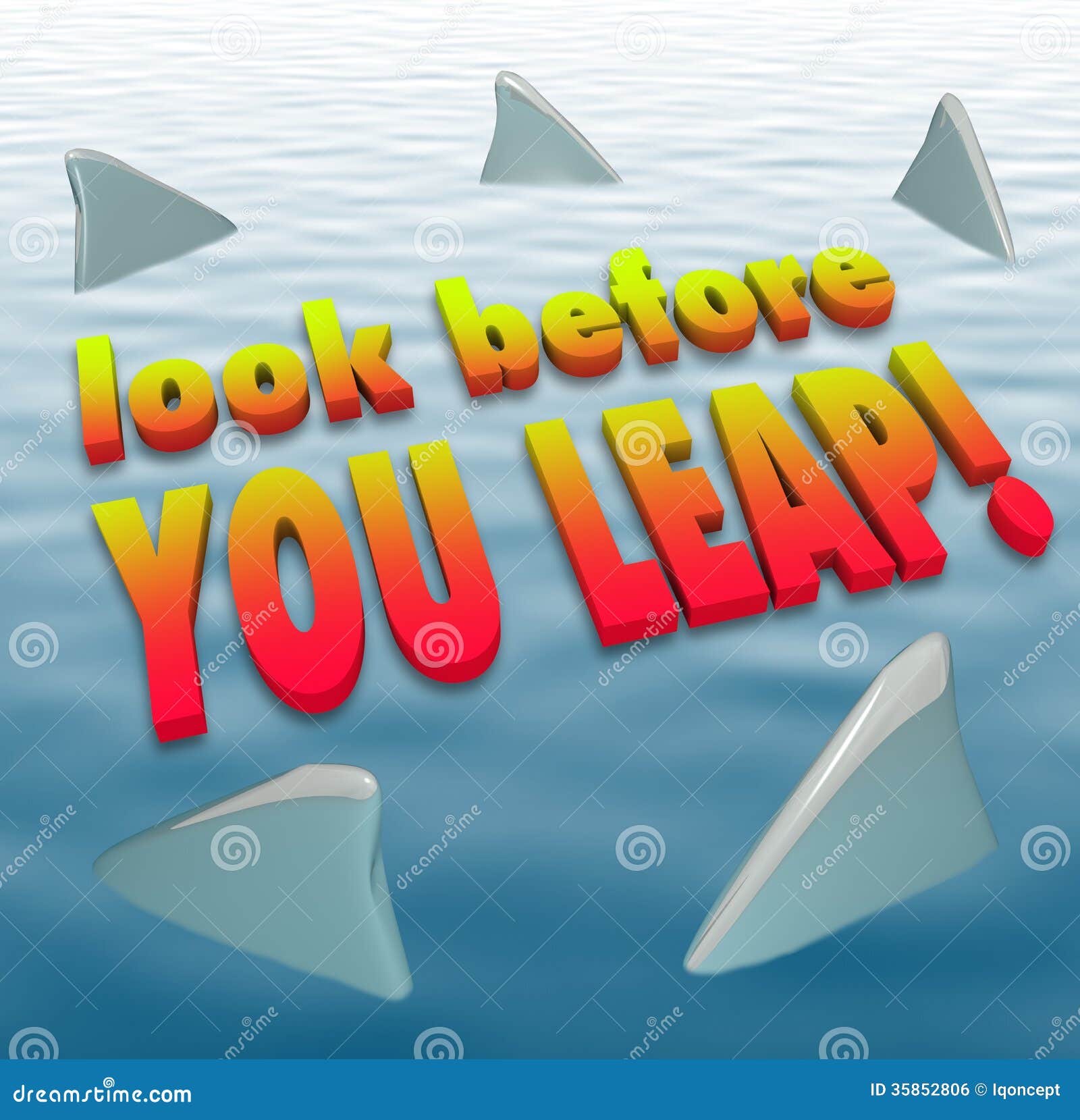 Look Before You Leap Warning Caution Saying Shark Fins Stock Illustration Illustration Of Background Cautious