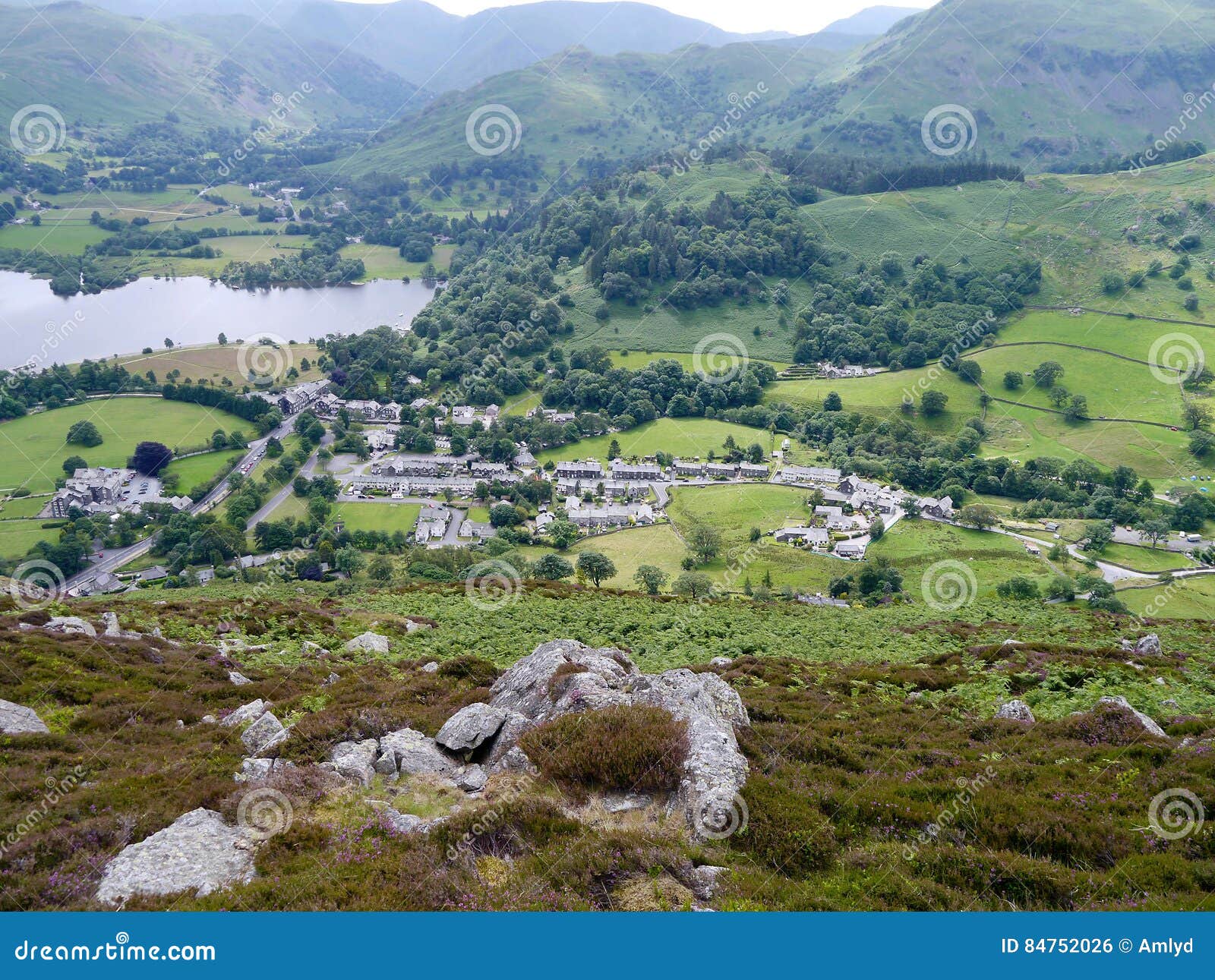 Looking Down from Glenridding Dodd, Lake District Stock Photo Image
