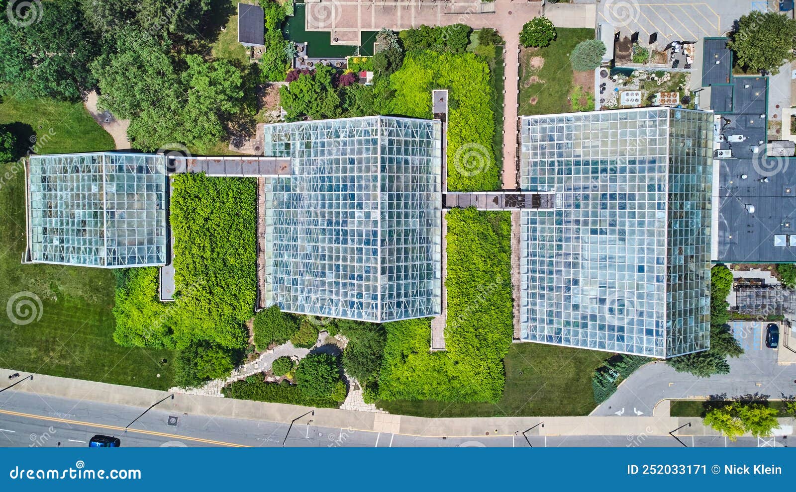 Looking Down Over Botanical Gardens in Fort Wayne, Indiana Downtown