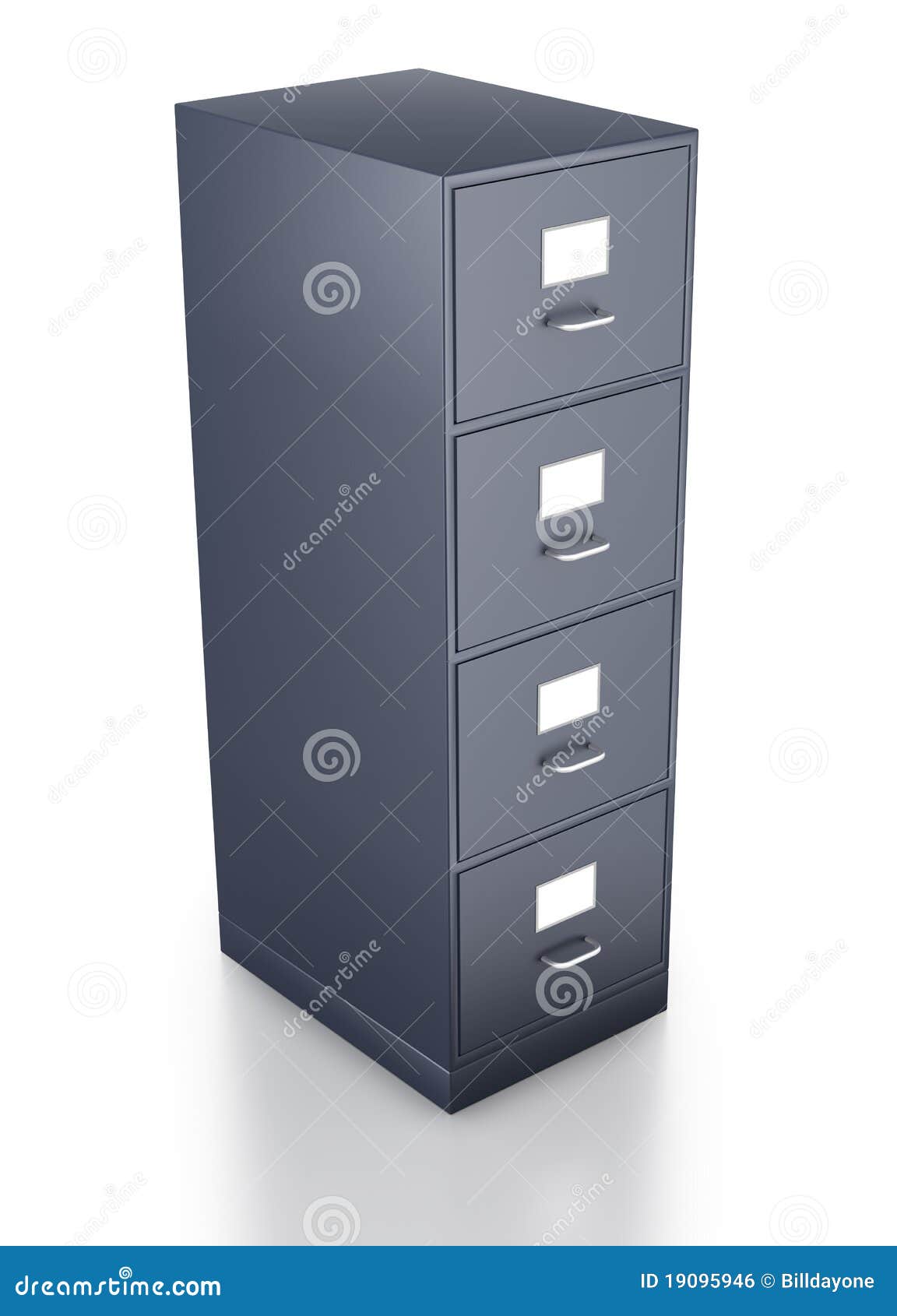 Looking Down On Single Grey Filing Cabinet Stock Illustration