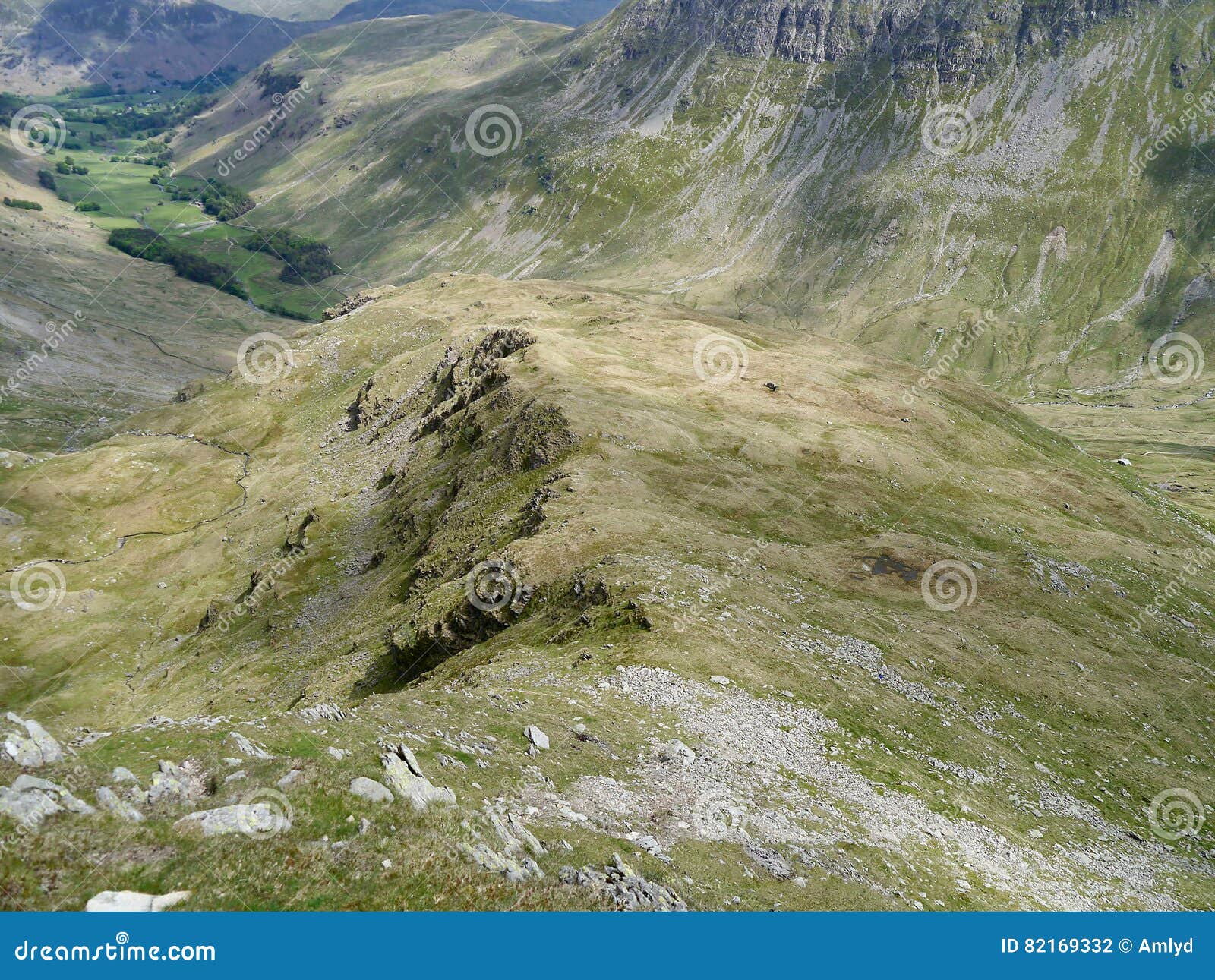 Looking Down To Nethermost Pike East Ridge Stock Photo Image of grass