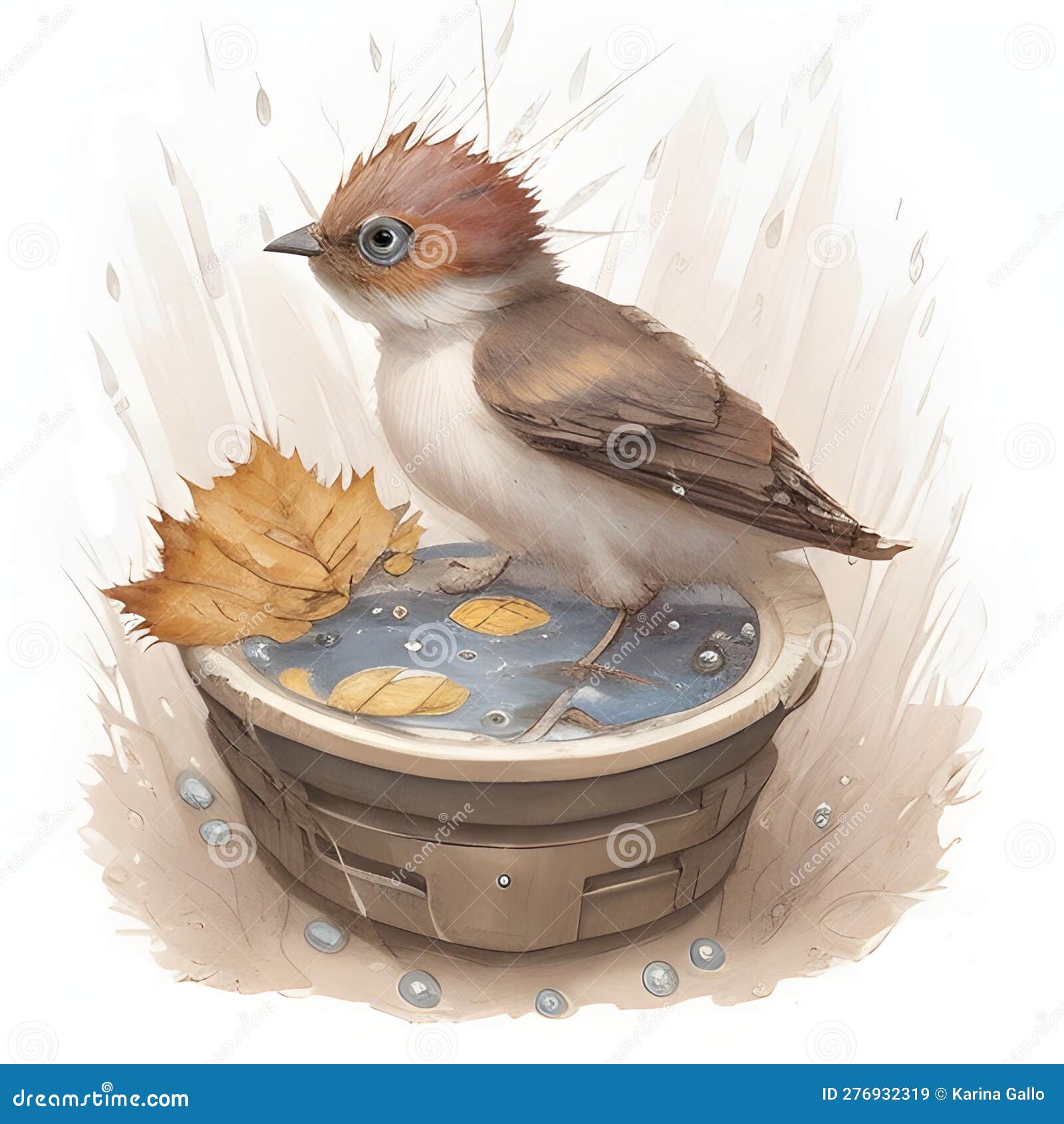 charming fledgling splashing around, ai generated