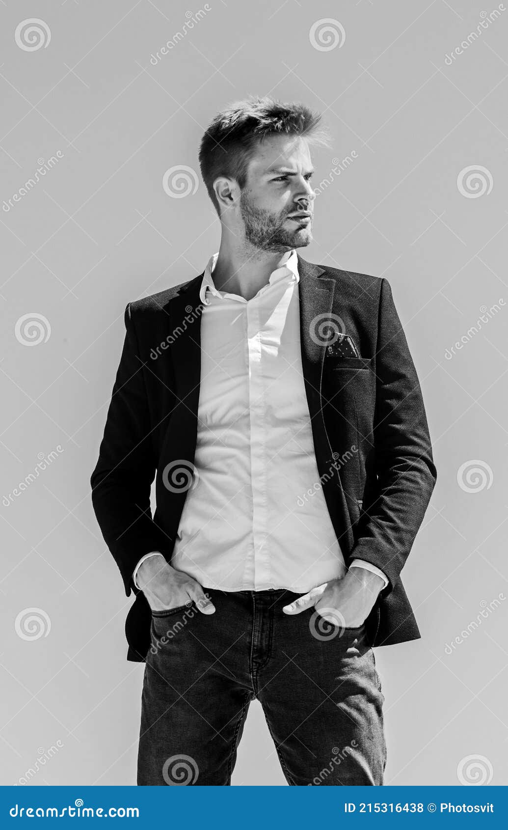 Looking on Future Success. Success Concept. Formal Male Fashion. Modern ...