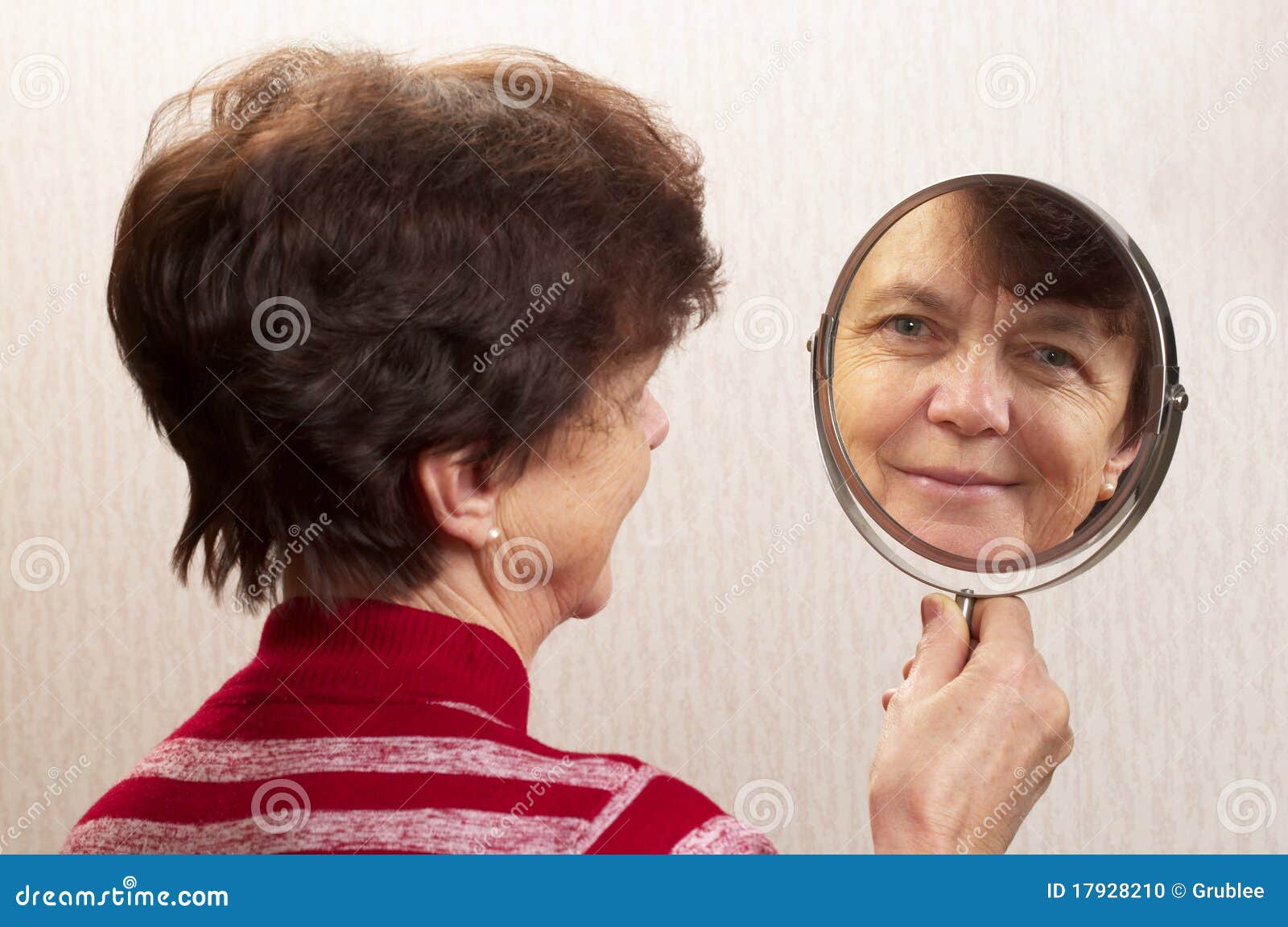 Looking at the mirror stock photo. Image of ageing, senior 17928210