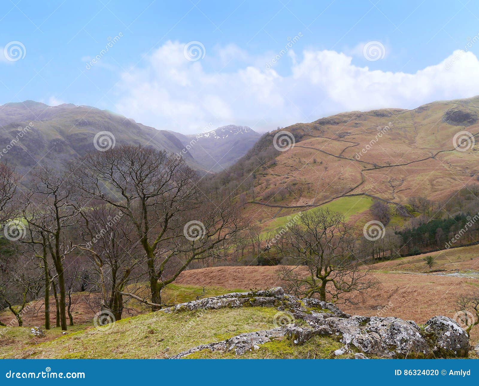 looking over seathwaite way to great end, lake district