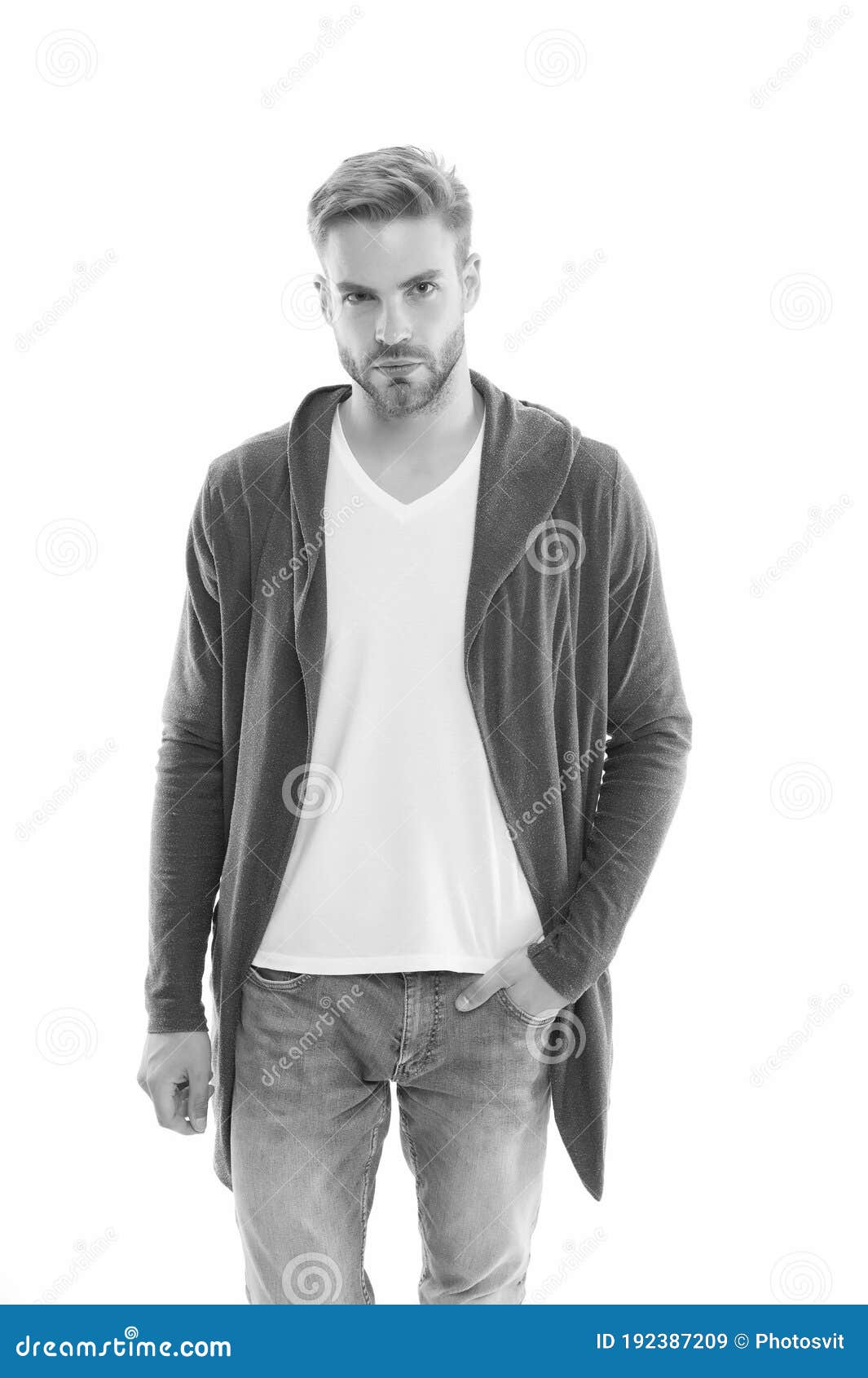 Looking Right. Man Isolated on White. Handsome Man in Casual Style ...