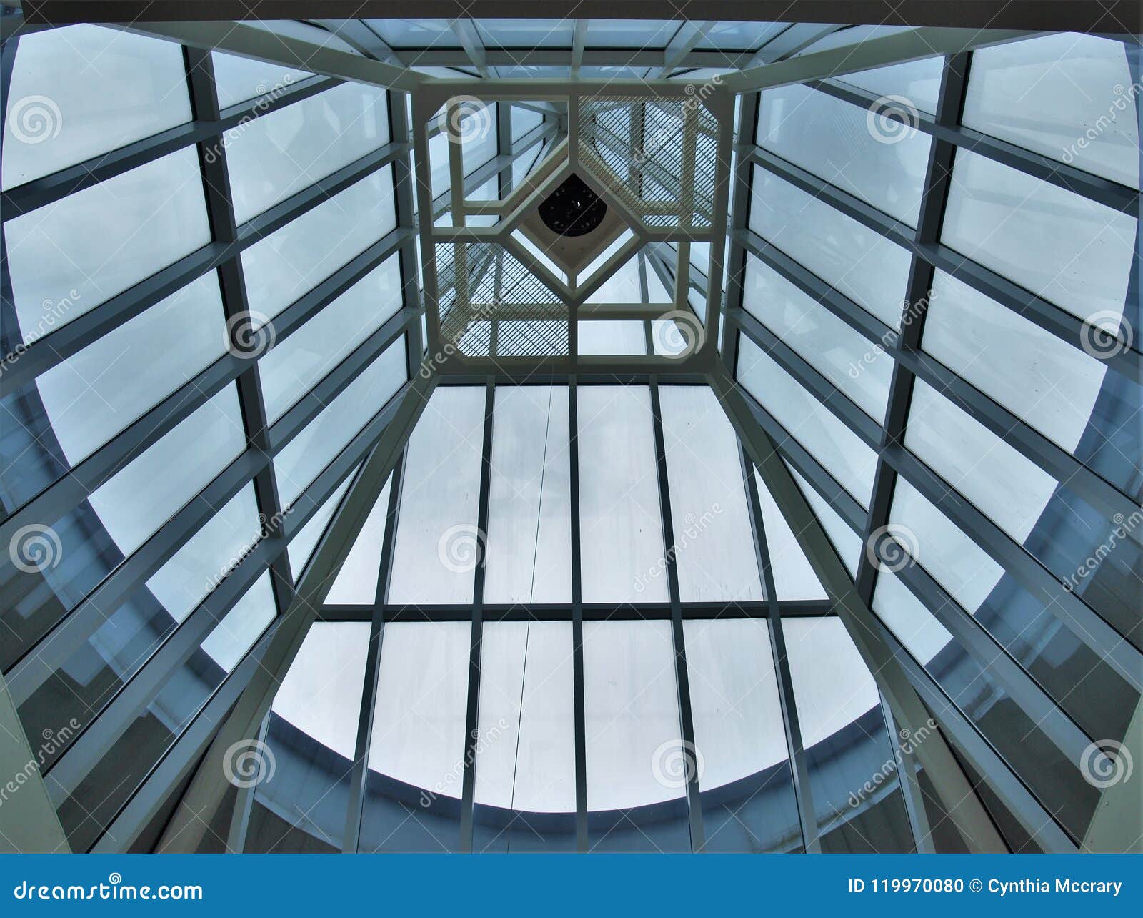 looking at the sky through skylights