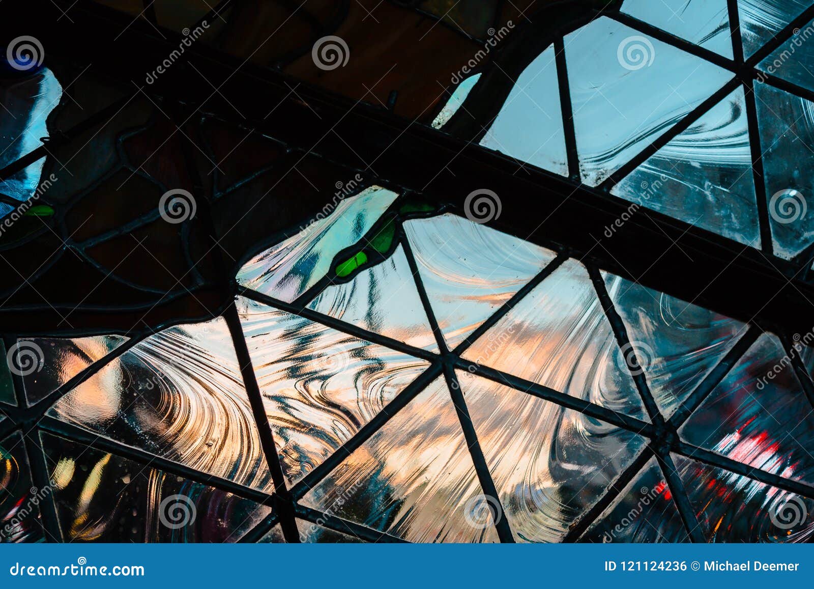 Looking at the Sunset in Grand Rapids Michigan through Geometric Glass