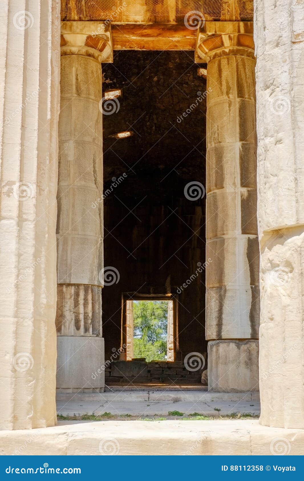 Looking Up View of Famous Temple Pillars in Greece Stock Photo Image of architecture, looking