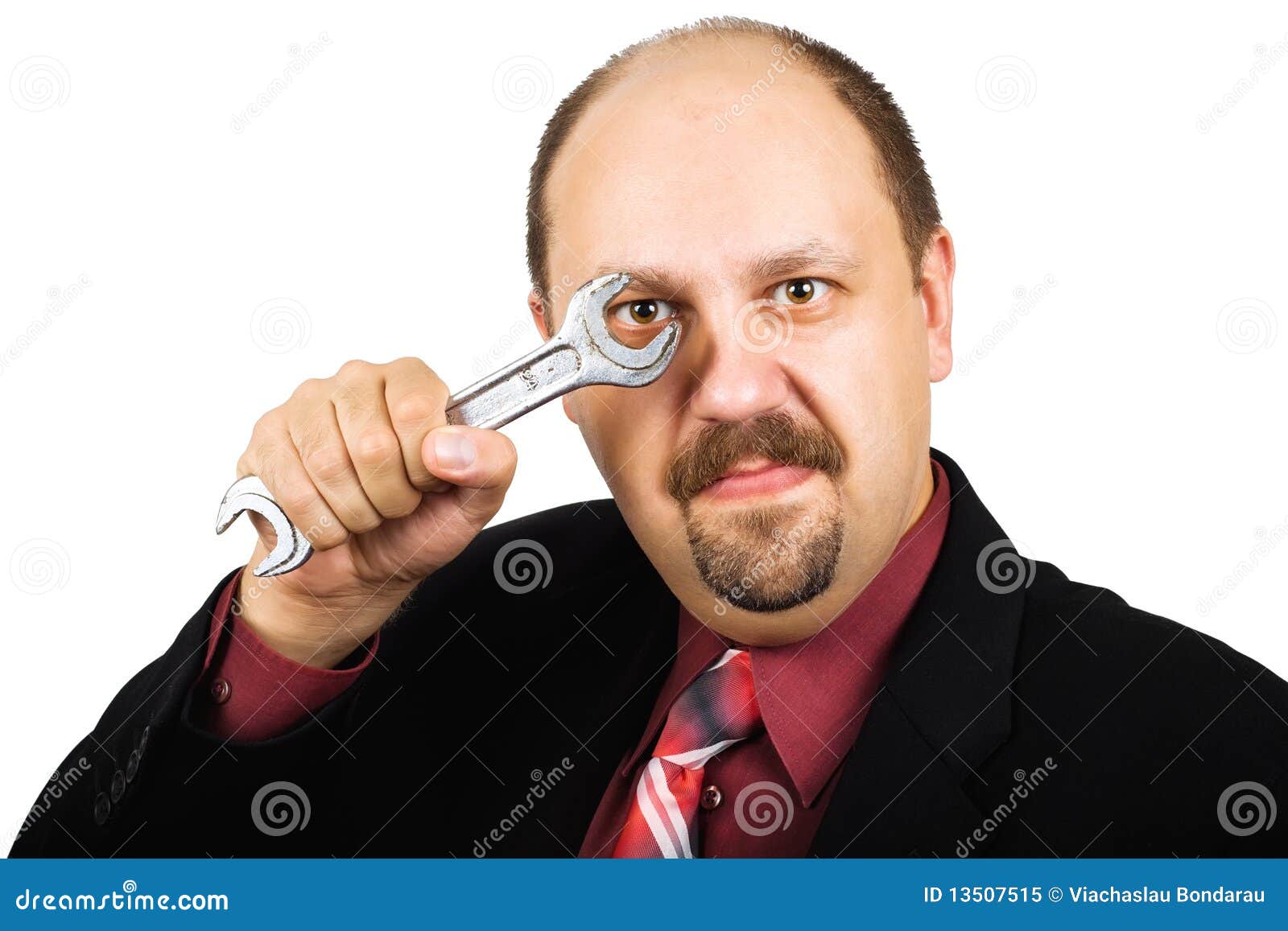 Looking through wrench stock image. Image of adult, face 13507515