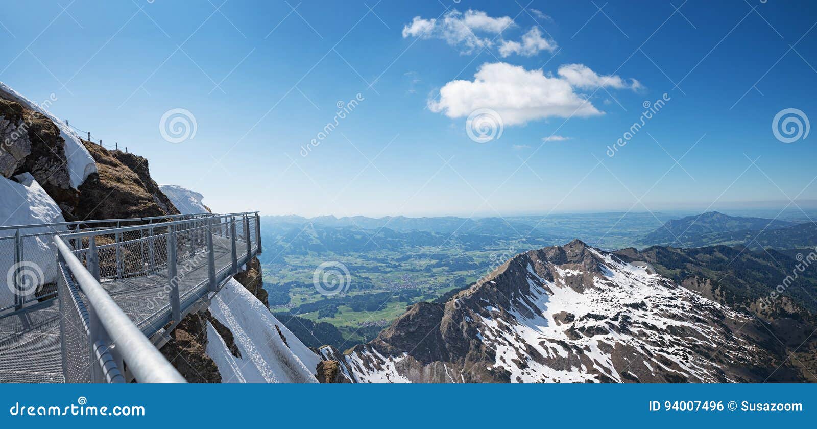 Lookout Platform at Nebelhorn Summit, Allgau Alps Stock Photo