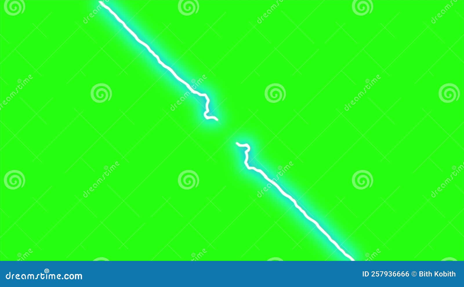 Loop Animation Lightning on Green Screen Background Stock Footage