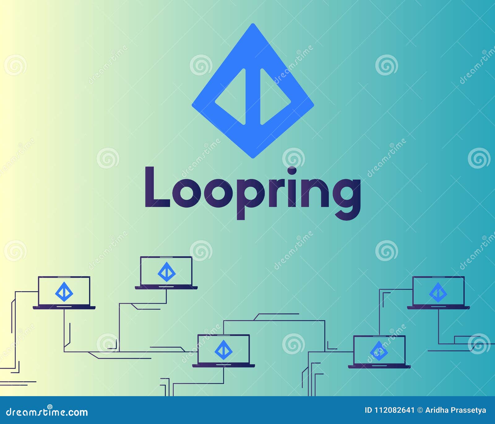Loopring Cryptocurrency Network Concept Style Background Stock Vector