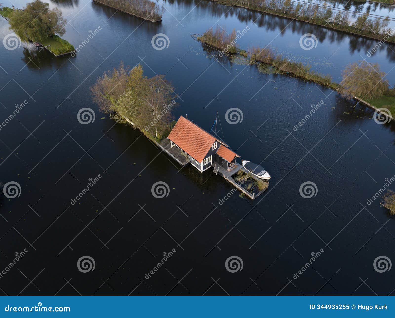 loosdrechtse plassen, water village, house on water, nature of the netherlands. breukelen, scheendijk, aerial drone view
