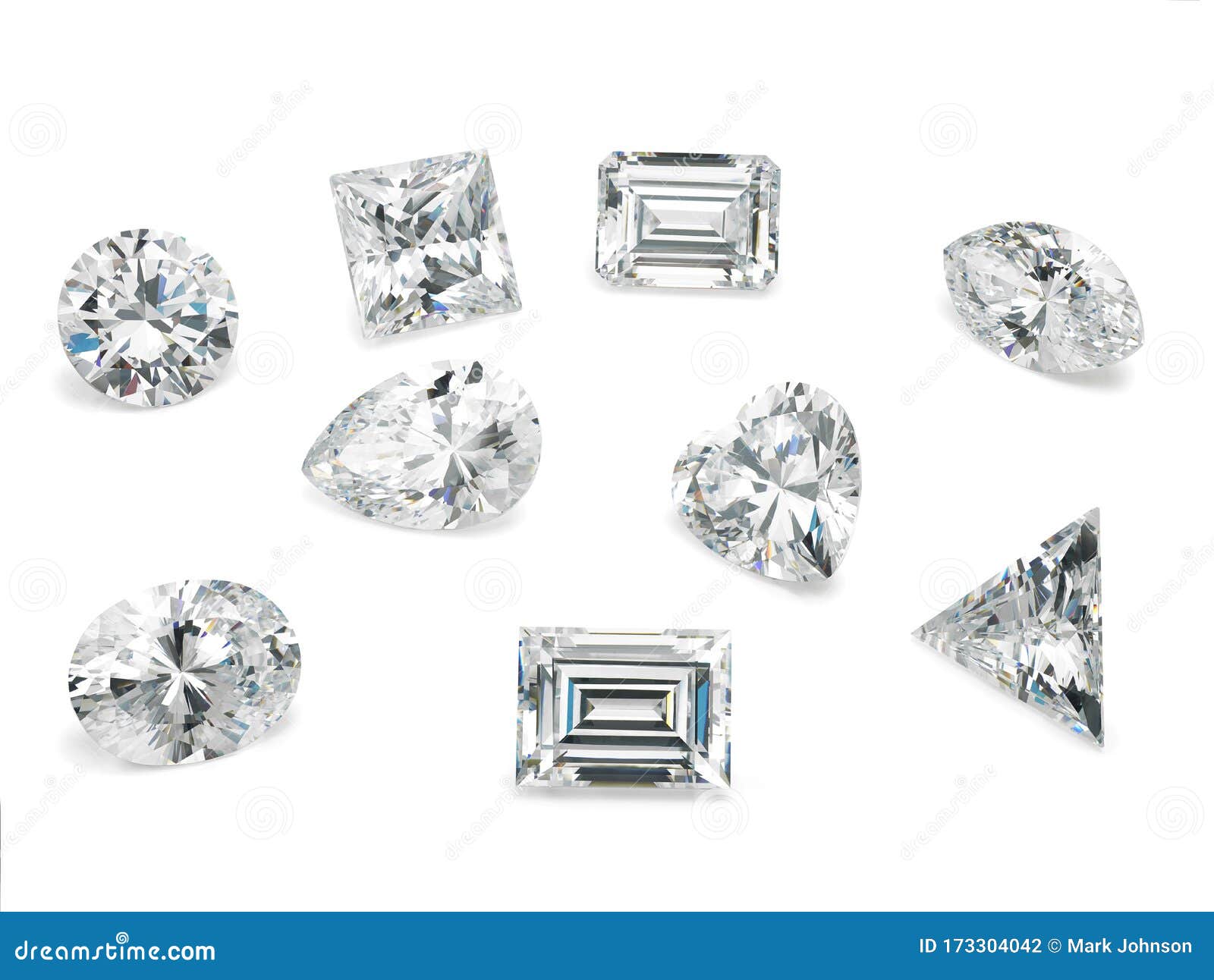diamond s on white background - fancy polished diamond s