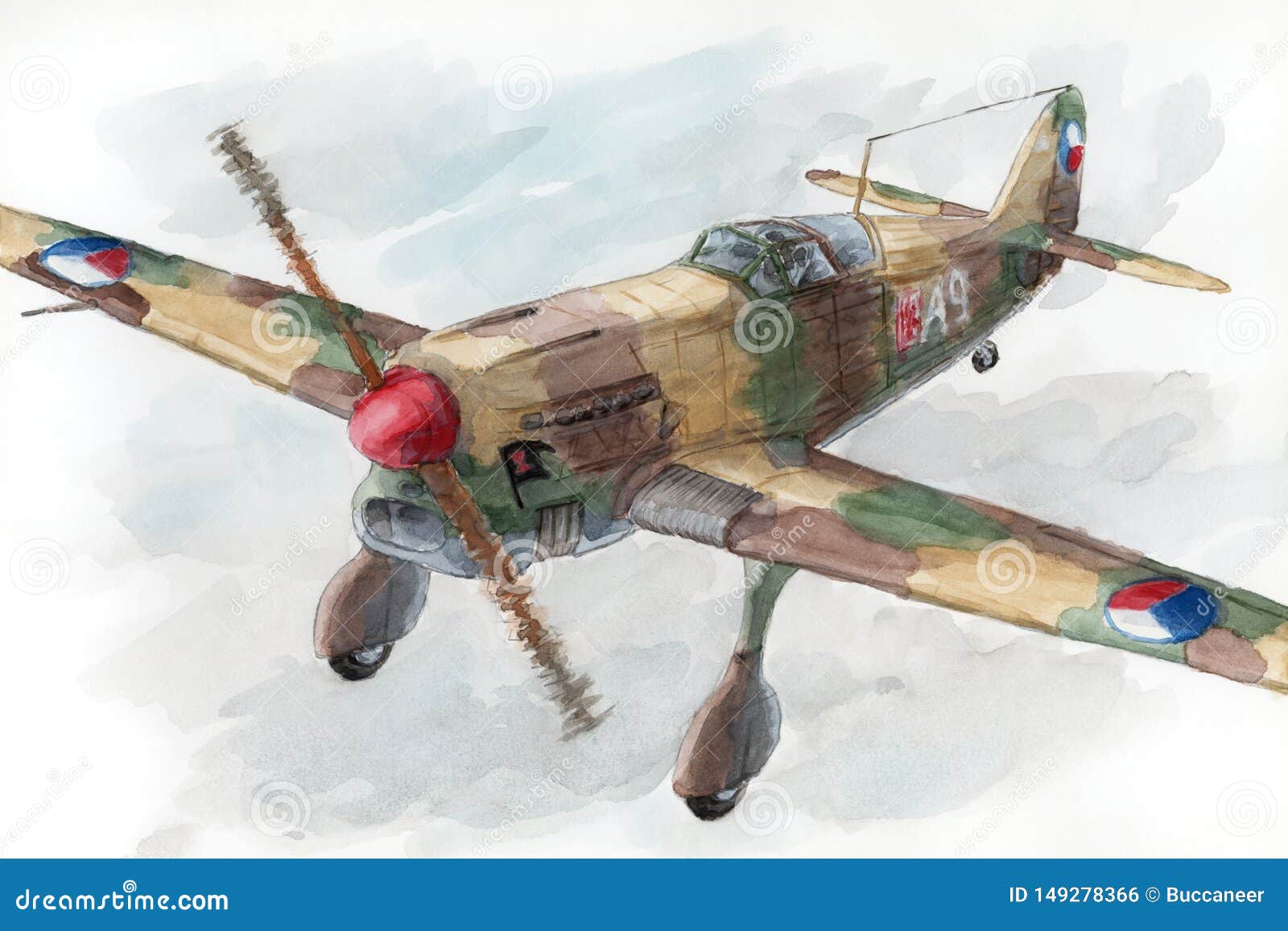 loose drawing of a czechoslovakian fighter avia b.35 second prototype in fly