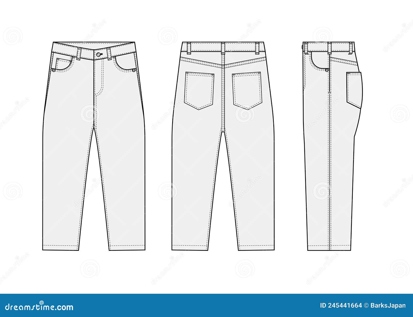 Loose Jeans Pants Vector Template Illustration | White Stock Vector ...