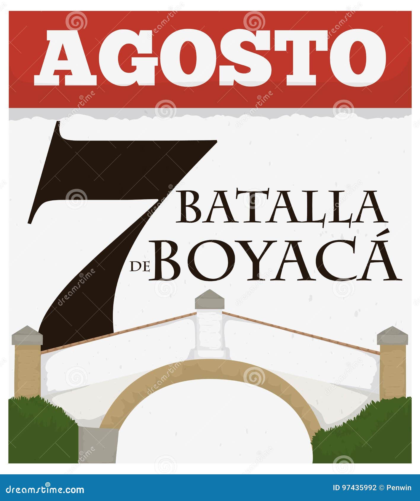 loose-leaf calendar with boyaca bridge  for colombian national day,  