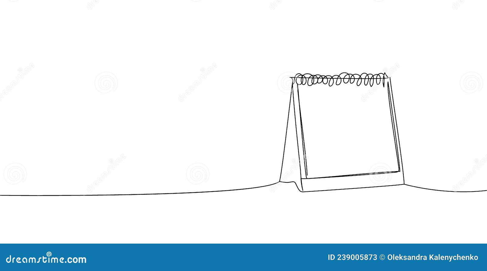 Looseleaf Calendar Continuous Line Drawing. One Line Art of Calendar