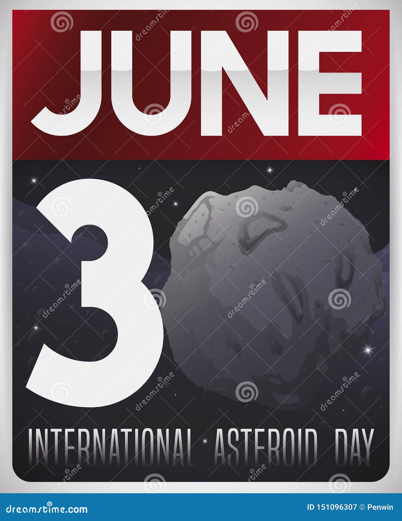 Looseleaf Calendar with Starry View for Asteroid Day, Vector