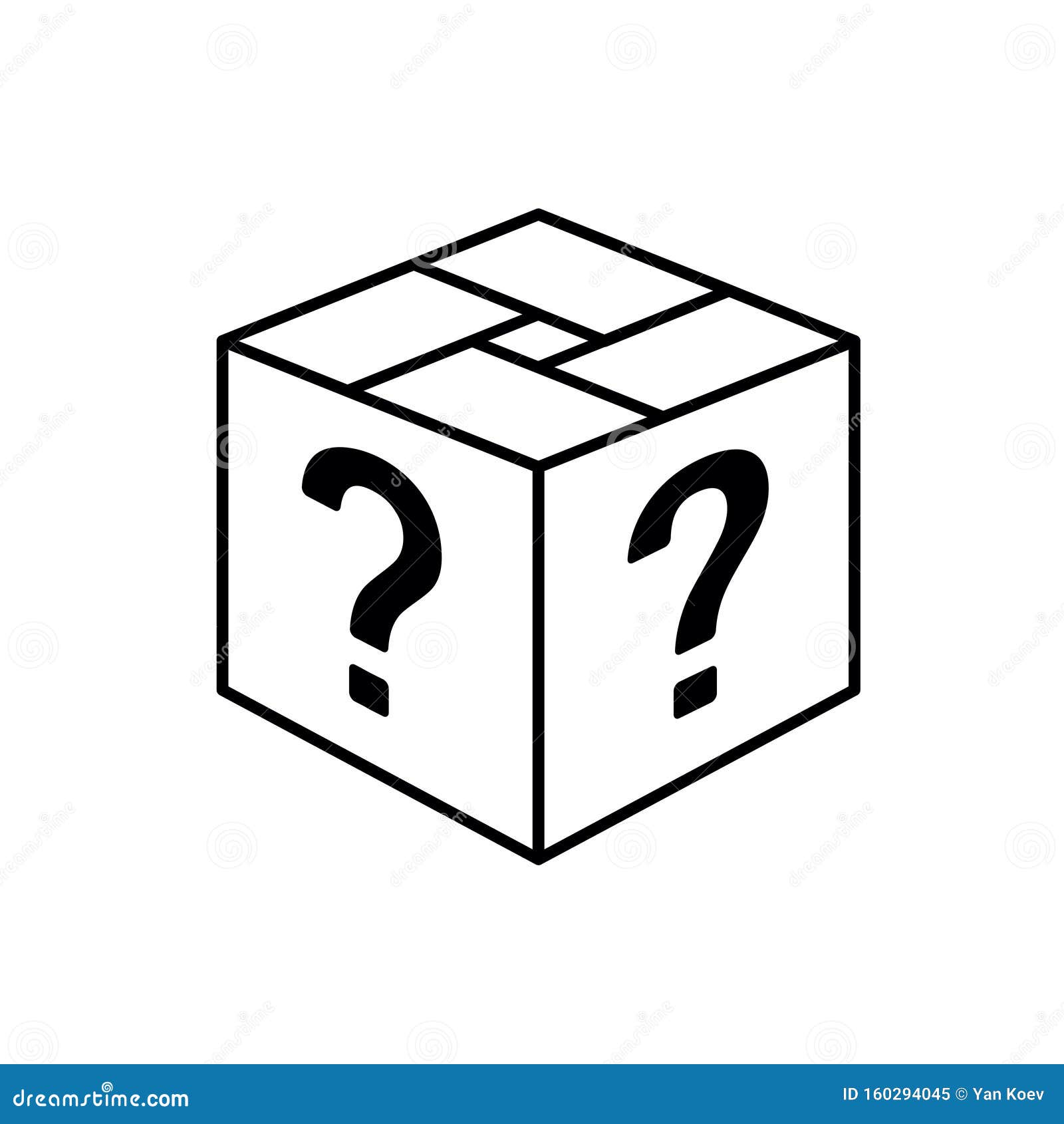 Loot Box Icon Square Cube Outline Box With Question Marks Surprise Gift Symbol Stock Vector Illustration Of Block Chest