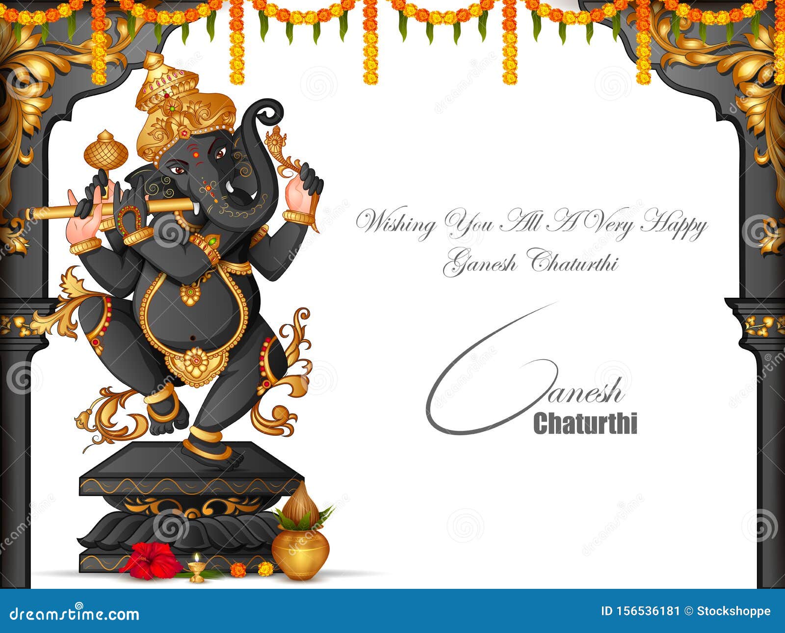 Lord Ganapati for Happy Ganesh Chaturthi Festival Religious Banner  Background Stock Vector - Illustration of indian, happy: 156536181