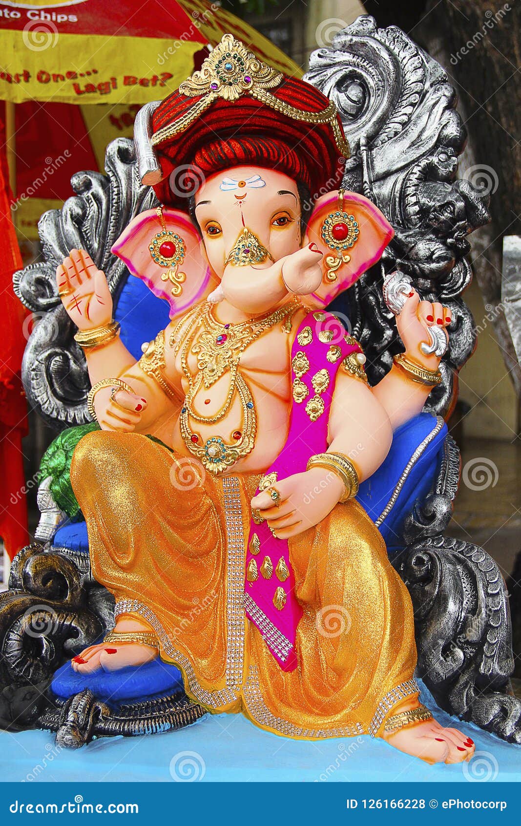 Lord Ganapati Sculpture Wearing Puneri Pagadi, during Ganesh Festival ...