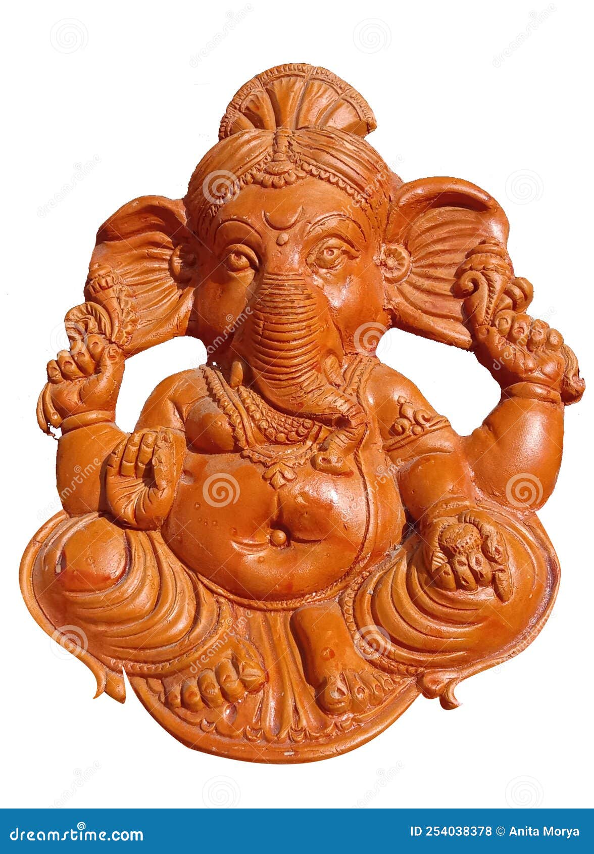 lord ganesh sculpture and white background