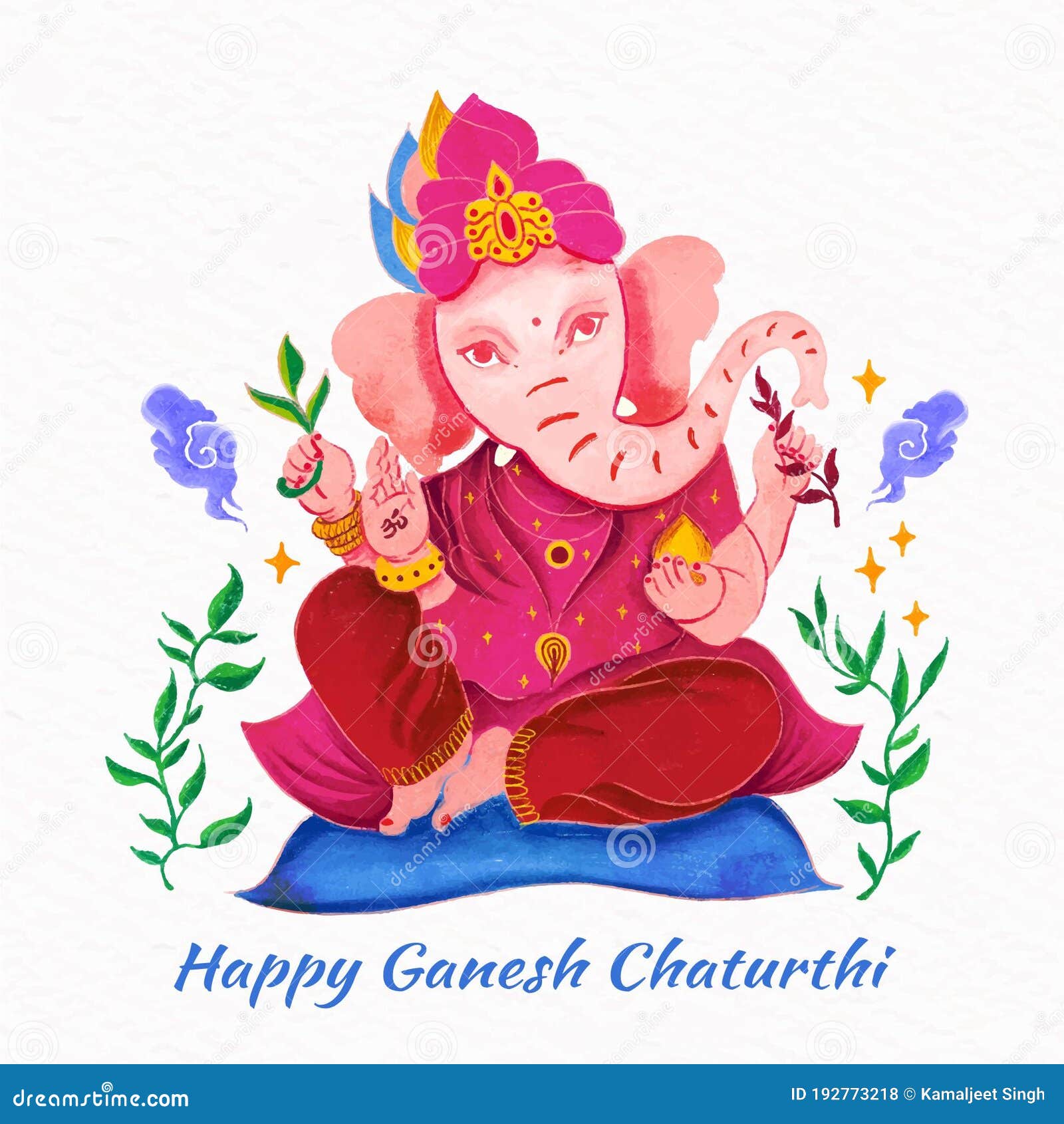 Lord Ganesha cartoon style stock illustration. Illustration of chaturthi -  192773218