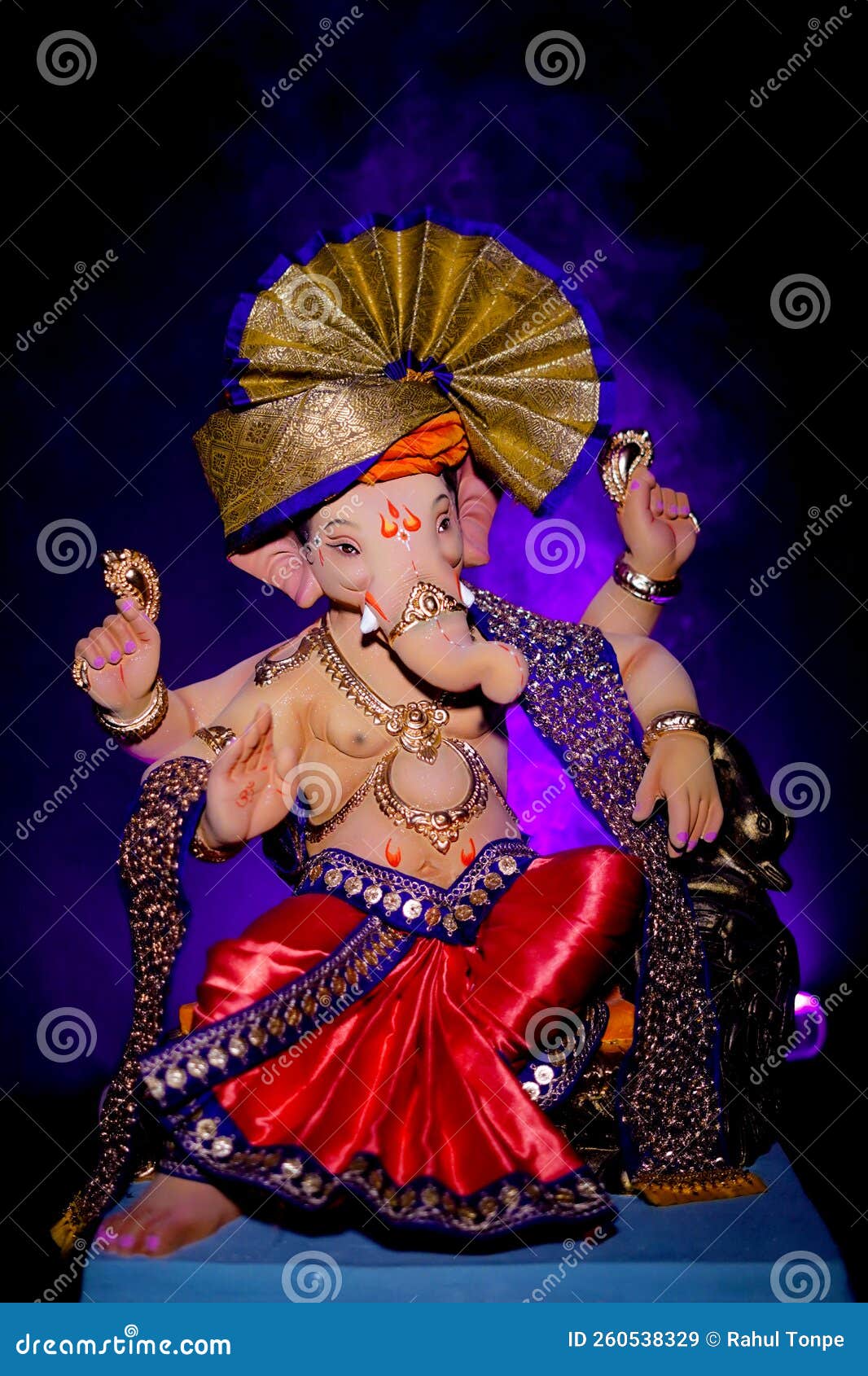 Lord Ganesha, Hindu God Ganesh on Black Background with a Smoke of ...