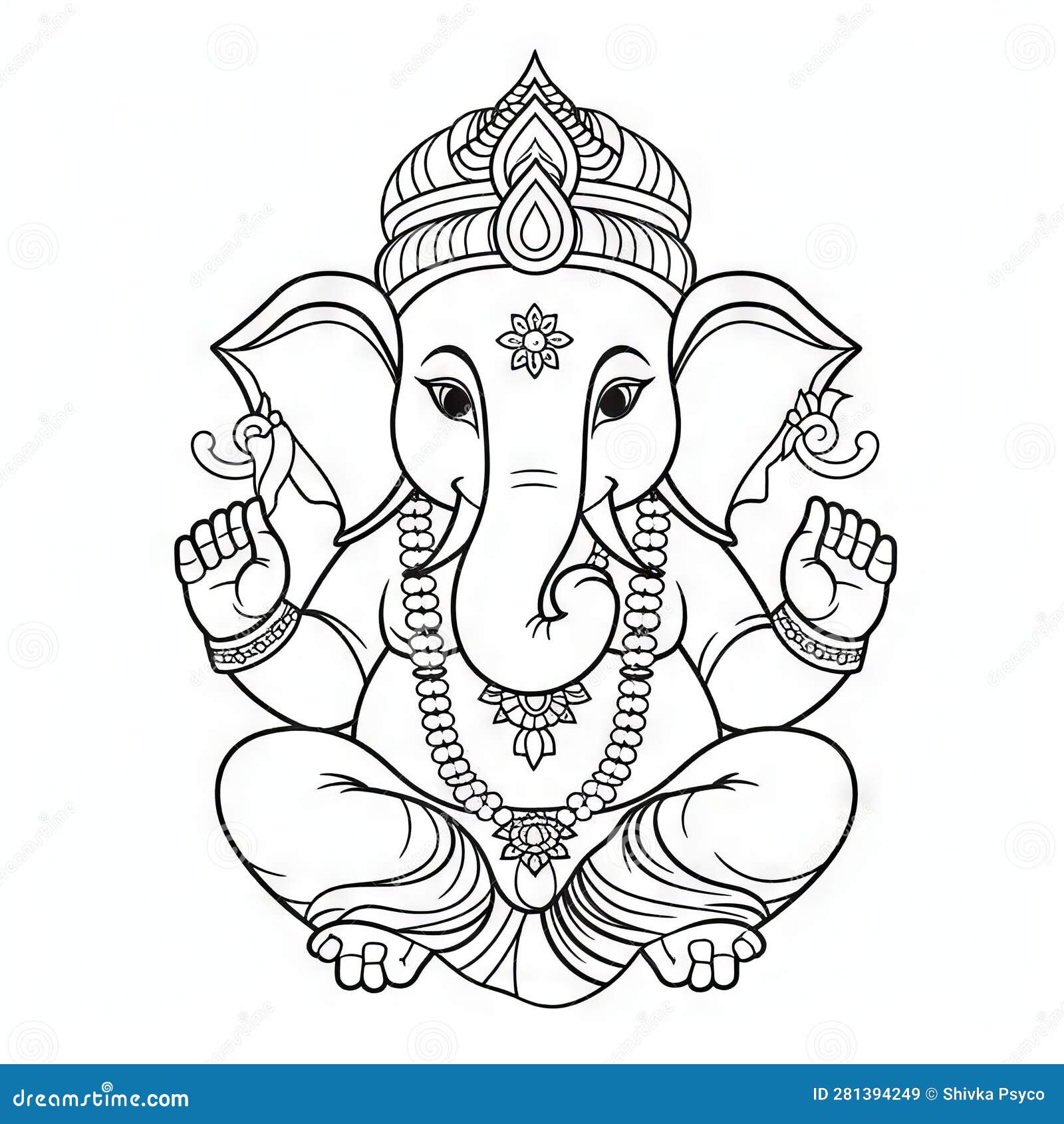 Lord Ganesha Kids DrawingSimpleline Art Coloring Page Stock Illustration -  Illustration of poster, indian: 281394249