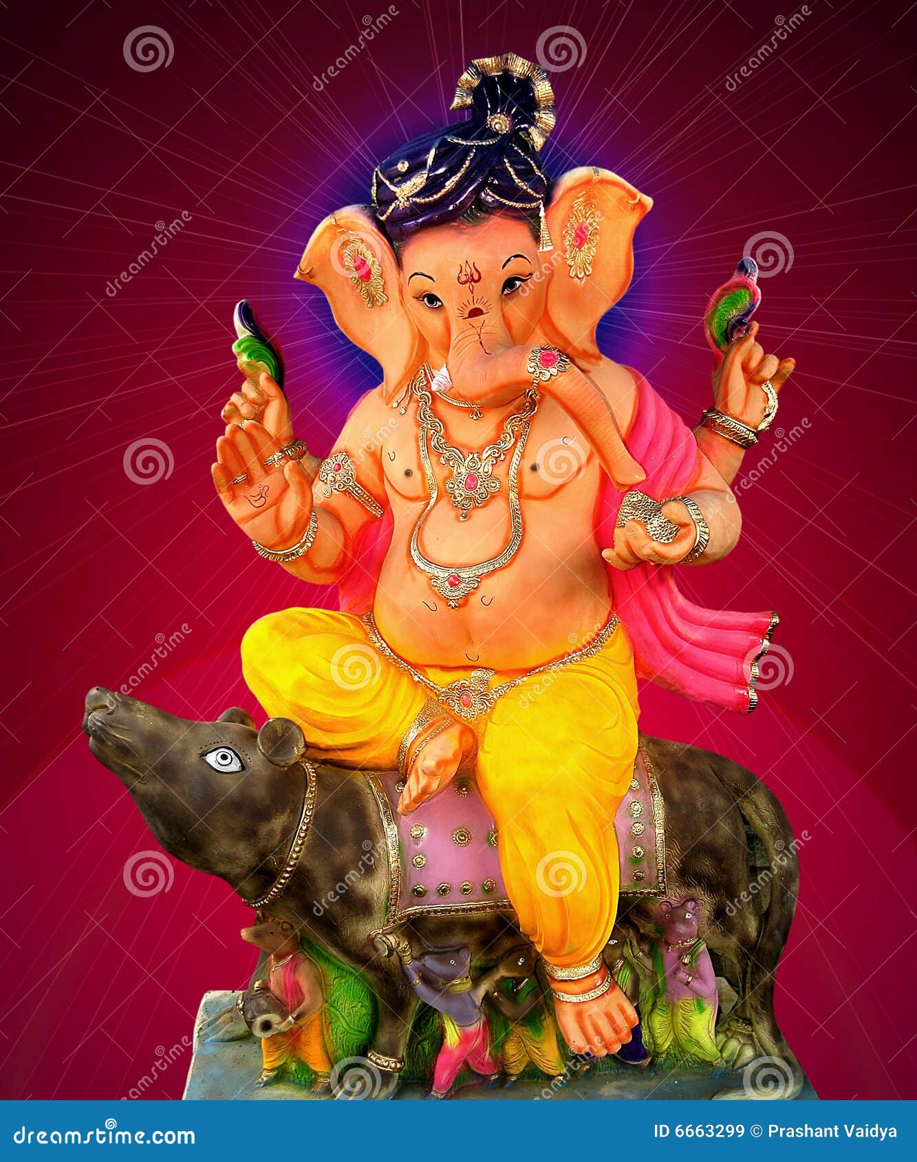 Lord Ganesha Sitting on Mouse Stock Image - Image of india ...