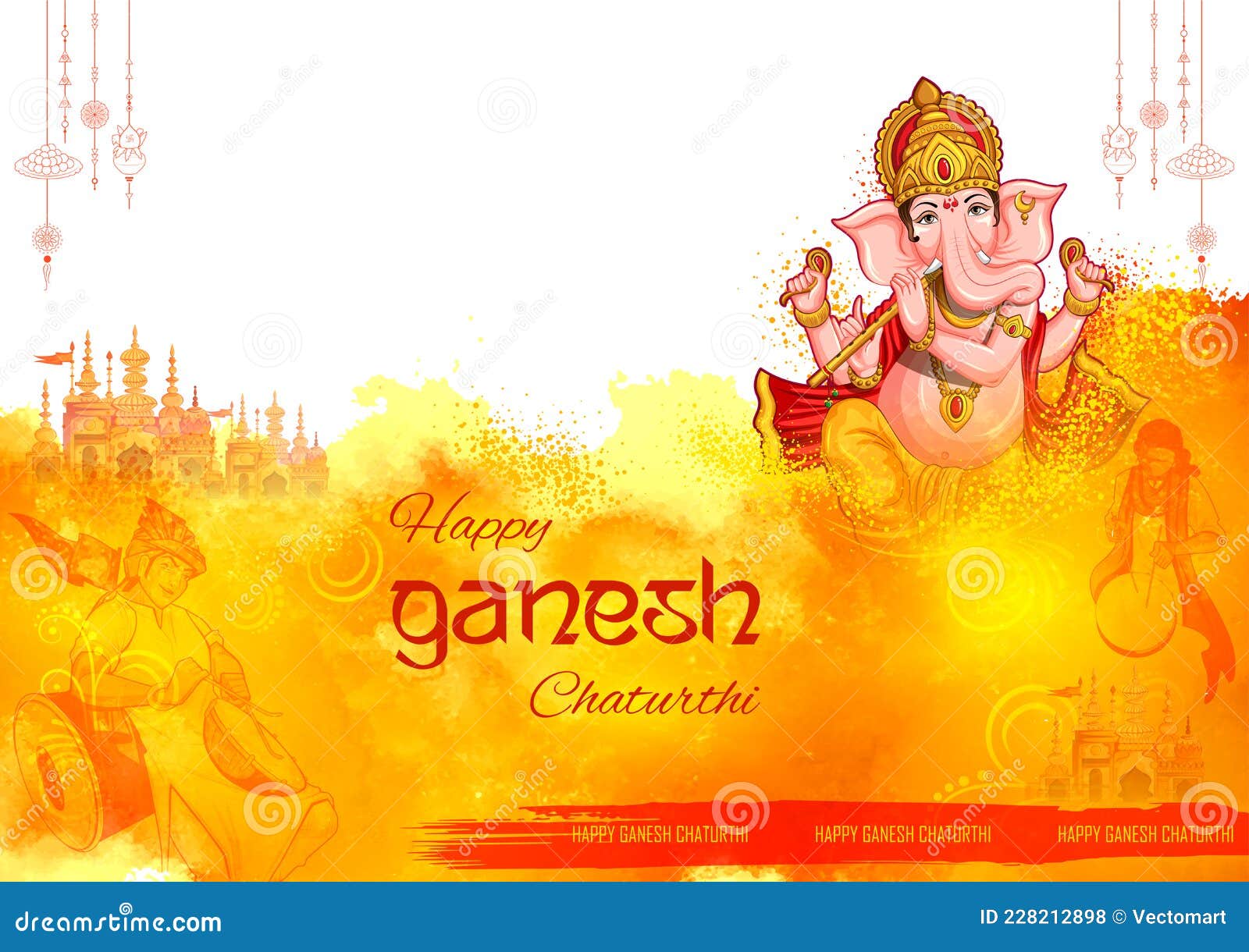 Lord Ganpati Background for Ganesh Chaturthi Festival of India with Message  Meaning My Lord Ganesha Stock Vector - Illustration of religion, indian:  228212898