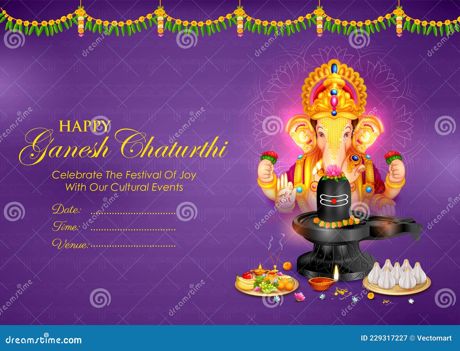 Lord Ganpati Background for Ganesh Chaturthi Festival of India with Message  Meaning My Lord Ganesha Stock Vector - Illustration of elephant, festival:  229317227
