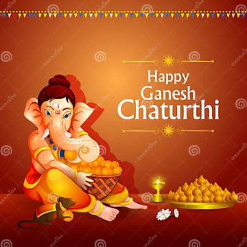 Lord Ganpati on Ganesh Chaturthi Background Stock Vector - Illustration ...