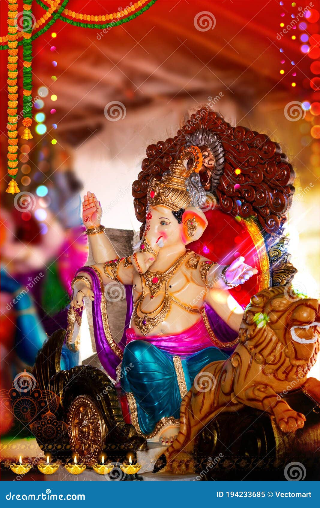 Lord Ganpati Idol for Happy Ganesh Chaturthi Festival of India Stock ...