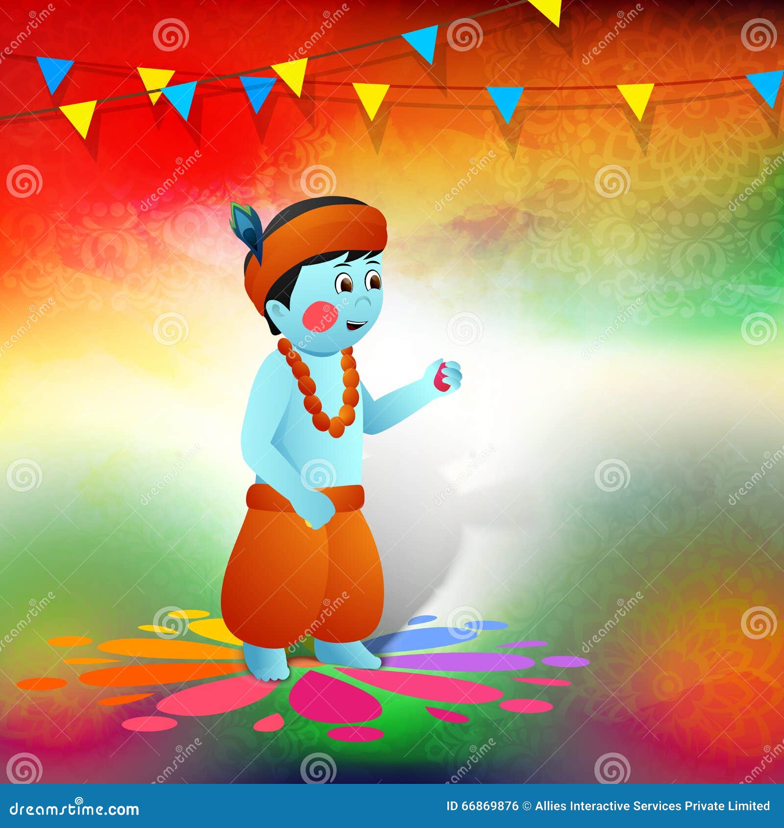 Lord Krishna For Indian Festival Holi Celebration Stock