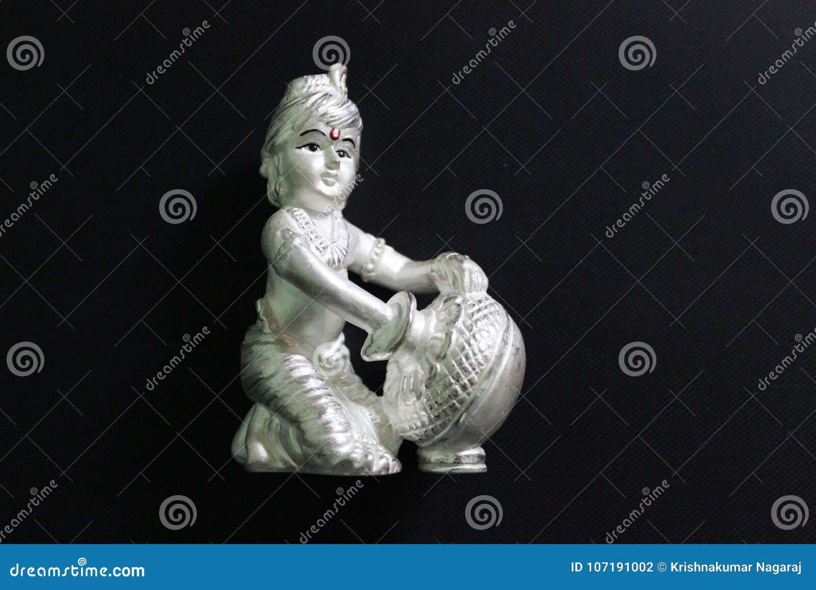 Lord Krishna Made in Silver Statue Stock Photo Image of happy
